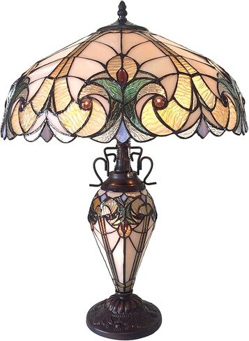Chloe Lighting Liaison Tiffany-Style 3 Light Victorian Double Lit Table Lamp 18" Shade in Saudi Arabia