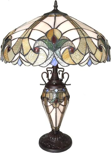Chloe Lighting Liaison Tiffany-Style 3 Light Victorian Double Lit Table Lamp 18" Shade in Saudi Arabia