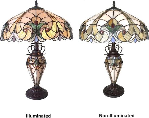 Chloe Lighting Liaison Tiffany-Style 3 Light Victorian Double Lit Table Lamp 18" Shade in Saudi Arabia