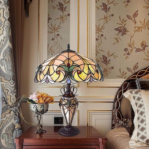 Chloe Lighting Liaison Tiffany-Style 3 Light Victorian Double Lit Table Lamp 18" Shade in Saudi Arabia
