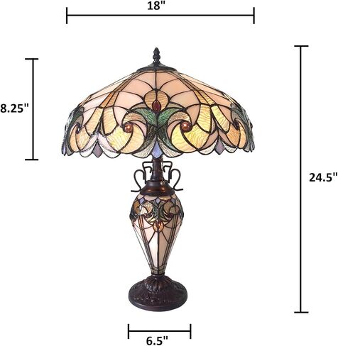 Chloe Lighting Liaison Tiffany-Style 3 Light Victorian Double Lit Table Lamp 18" Shade in Saudi Arabia