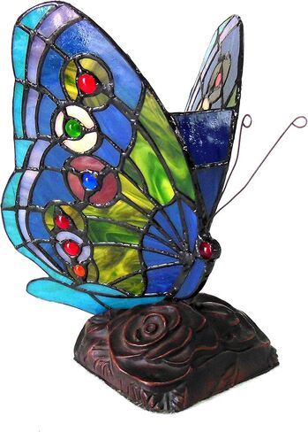 Chloe Lighting Kacy 1 Tiffany-Style 1 Light Butterfly Accent Table Lamp 10" Tall in Saudi Arabia