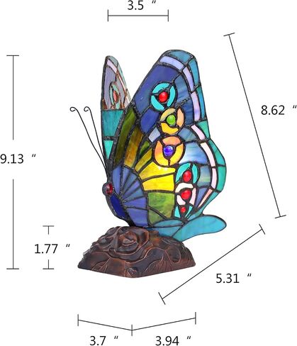 Chloe Lighting Kacy 1 Tiffany-Style 1 Light Butterfly Accent Table Lamp 10" Tall in Saudi Arabia