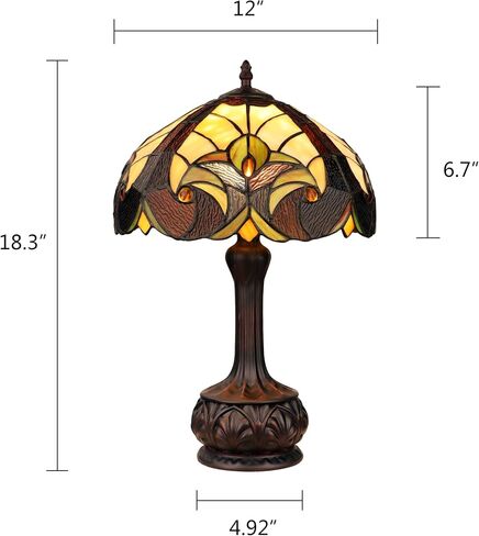 Chloe Lighting Liaison Tiffany-Style Antique Dark Bronze 1-Light Victorian Table Lamp 12" Shade in Saudi Arabia