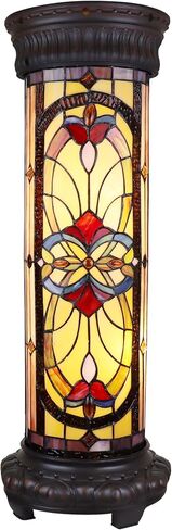 Chloe Lighting Ruby Spectacle Tiffany-Glass 2 Light Victorian Pedestal Light Fixture 30" Tall in Saudi Arabia