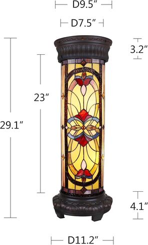 Chloe Lighting Ruby Spectacle Tiffany-Glass 2 Light Victorian Pedestal Light Fixture 30" Tall in Saudi Arabia