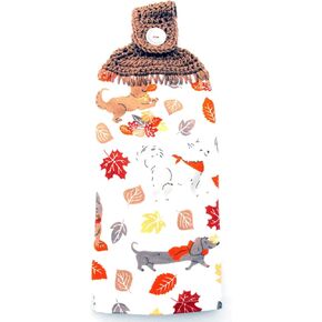 Fall Dogs - Corgi, Beagle, Dachshund - Double Thick Crochet TOP Kitchen Towel (Hats & Scarves) in Kuwait