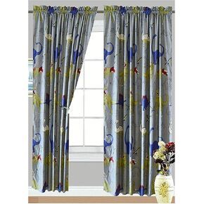 All American Kids' Dinosaur 4-Piece Curtain Set| Matching Sheet Set & ComforterSet Available! in Saudi Arabia