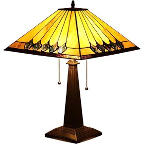 Chloe Lighting Graham Tiffany-Style 2 Light Mission Table Lamp 16" Shade in Saudi Arabia