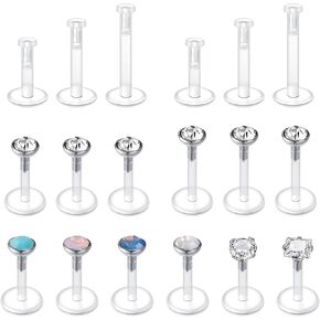QWALIT 16G Clear Lip Rings Studs Plastic Medusa Labret Piercing Jewelry Push in Cartilage Earring Tragus Earrings Threadless Helix Piercing Jewelry Helix Earrings 6mm 8mm 10mm in Saudi Arabia