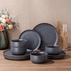 LERATIO Stoneware Dinnerware Sets for 6,18-Piece Plates and Bowls Set in Kuwait