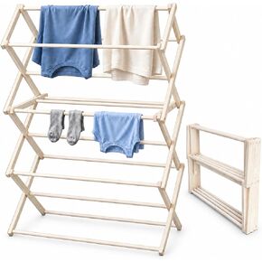 Peaceful Classics Wooden Folding Laundry Rack, 38x30x13 in Kuwait