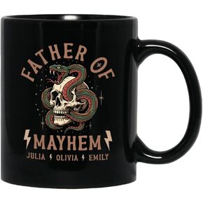 Father Of Mayhem - Personalized Mug, Custom Father Of Mayhem Mug With Kids Names, Skull Snake Dad Mayhem Coffee Cups, Fathers Day Birthday Gifts For Papa Daddy in Kuwait