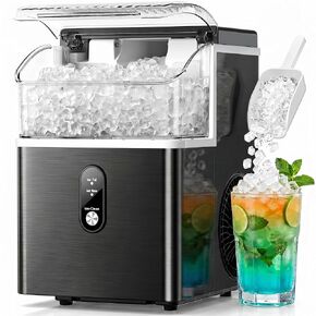Countertop Ice Maker, Self-Cleaning Portable Ice Maker Machine with Handle, 9 Bullet-Shaped Ice Cubes Ready in 6 Mins, 26Lbs/24H with Ice Scoop and Basket for Home/Kitchen/Party in Kuwait