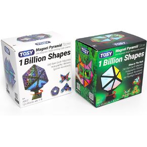 TOSY Magnet Pyramid Glow - 1 Cube Transforms into 1 Billion Shapes, 12 Pieces, 243 Rare Earth Magnets, Glowing, Holographic Design Magnet Tiles Creative Puzzle STEM/STEAM Toy in Kuwait