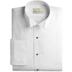 Neil Allyn Mens Tuxedo Shirt Poly/Cotton Wing Collar 1/4 Inch Pleat (15 - 32/33) White in Kuwait