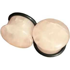 Lobal Domination Pair of Single Flare Rose Quartz Stone Plugs Gauges Earlets Body Jewelry in Saudi Arabia