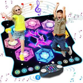 TERRAMUS 【Upgraded】 Dance Mat Toys for 3-12 Year Old Girls Boys, Electronic Light-up Dance Pad with Wireless Bluetooth 8-Buttons 9 Levels, Dancing Mat for Kids Music Game Xmas Birthday Gifts Toddler in Saudi Arabia