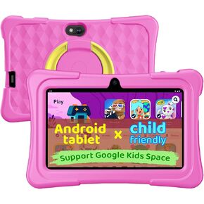 aiprotablet Kids Tablet, 7 inch Android Tablet for Kids, 6GB+32GB 1TB Expand, Quad-Core Tablets with Case, BT, WiFi, Parental Control, Games, Dual (Rose) in Kuwait