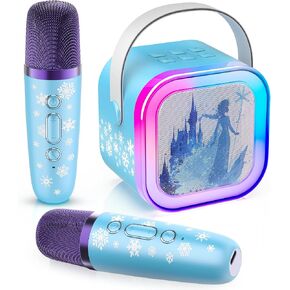 Mini Karaoke Machine for Kids Ages 3-12: Portable Bluetooth Speaker with 2 Wireless Microphone, LED Light Show for Kids 3 4 5 6 7 8 9 10 Year Old Girls Toys Birthday Gifts Toddler in Saudi Arabia