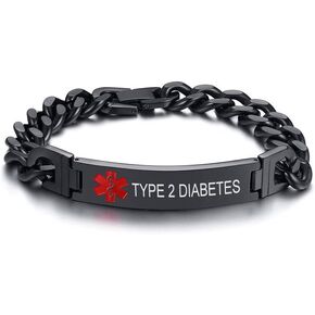 VNOX Free Engraving-Medical Alert ID Bracelet for Men Women Medical Tag Stainless Steel Link Chain Wrist in Saudi Arabia