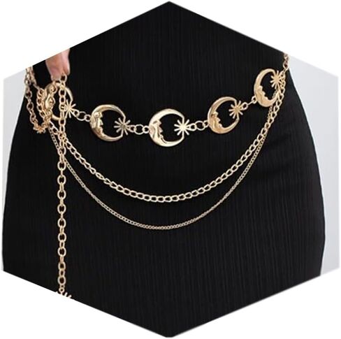 MODRSA Chain Belt Chain Silver Chain Belt Gold Chain Belt with Chain Sunflower Butterfly Waist Chain Belt Plus Size Long in Kuwait