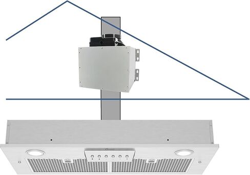 Awoco 14-1/2"D Super Quiet Split Insert Stainless Steel Range Hood, 4-Speed, 1000 CFM, LED Lights, Baffle Filters with 8" Blower (30"W 8" Vent) in Kuwait