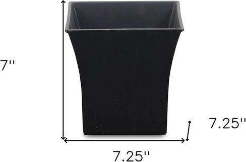 HomeRoots 7" Black Recycled Plastic Indoor Outdoor Square Pot Planter in Saudi Arabia