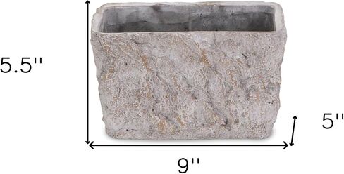 9" Gray Speckle Glaze Cement Indoor Outdoor Rectangular Pot Planter in Saudi Arabia