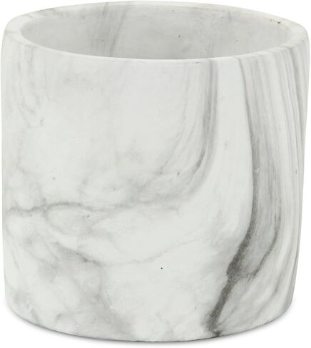 6" White and Gray Marbleized Ceramic Indoor Outdoor Round Pot Planter in Saudi Arabia