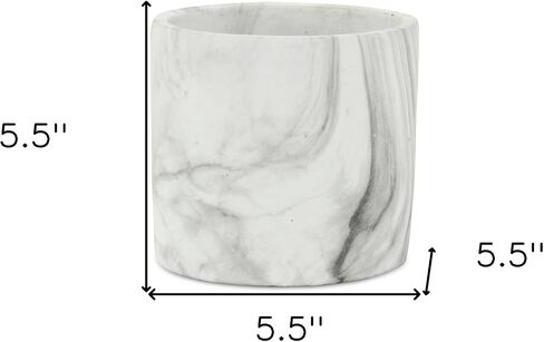 6" White and Gray Marbleized Ceramic Indoor Outdoor Round Pot Planter in Saudi Arabia