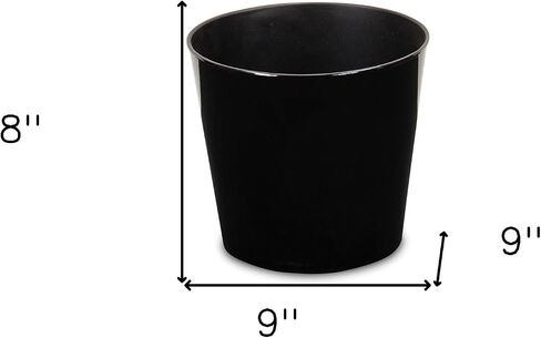 HomeRoots 9" Black Recycled Plastic Indoor Outdoor Round Pot Planter in Saudi Arabia