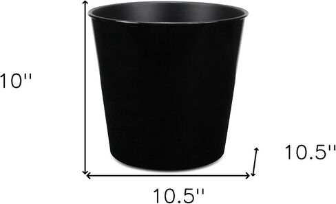 HomeRoots 11" Black Recycled Plastic Indoor Outdoor Round Pot Planter in Saudi Arabia
