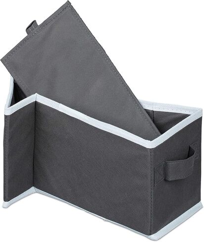 Relaxdays Fabric Hanging Shelves, 6 Compartments with 2 Drawers for the Closet, Foldable, 82 x 14.5 x 30 cm, Anthracite, Fleece in Kuwait