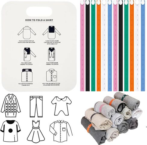 Quick and Easy Clothes Folding Shirt Folding Board Folding Clothes Helper for Easy Storage+Elastic Band with Buttonholes: 30 Pieces, Used to Store Sheets, Clothes, Blankets, Jeans, Sweaters, Towels in Saudi Arabia