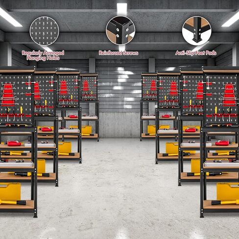 ERGOMASTER Work Bench with Drawers,Heavy Duty Garage Workbench with Pegboard, 965LBS Capacity Work Table for Garage, Home, Workshop, Auto Shop, Basement (Red workbench with drawer) in Kuwait