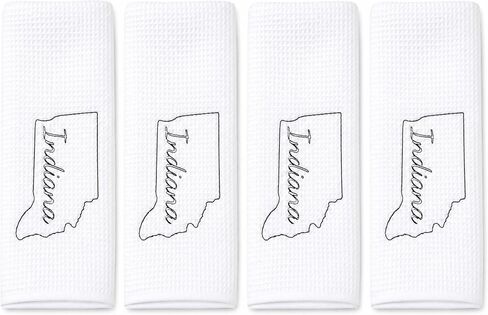 Indiana White Kitchen Towel | 4 Pack State Tea Towel Gift in Kuwait