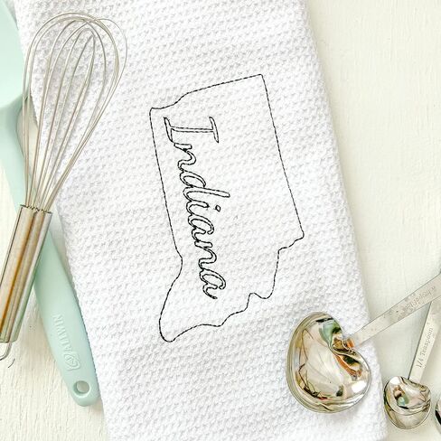 Indiana White Kitchen Towel | 4 Pack State Tea Towel Gift in Kuwait