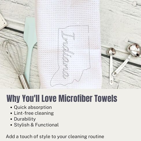 Indiana White Kitchen Towel | 4 Pack State Tea Towel Gift in Kuwait