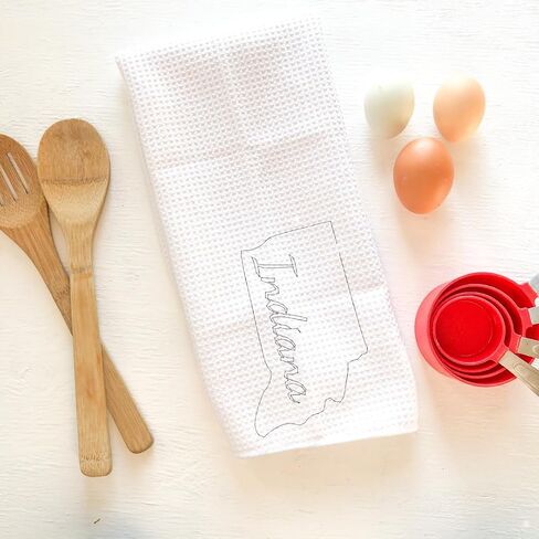 Indiana White Kitchen Towel | 4 Pack State Tea Towel Gift in Kuwait