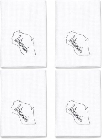 Wisconsin White Kitchen Towel | 4 Pack State Tea Towel Gift in Kuwait