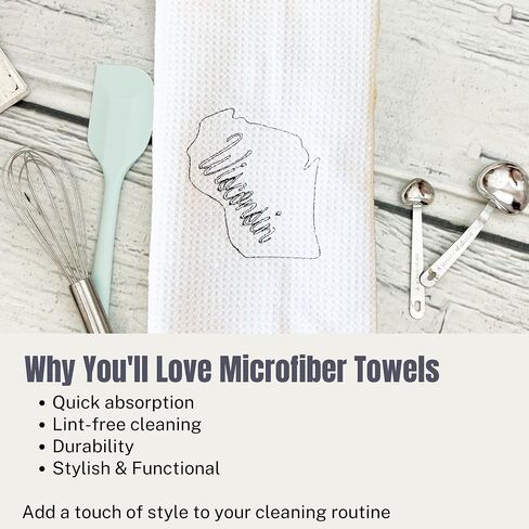 Wisconsin White Kitchen Towel | 4 Pack State Tea Towel Gift in Kuwait
