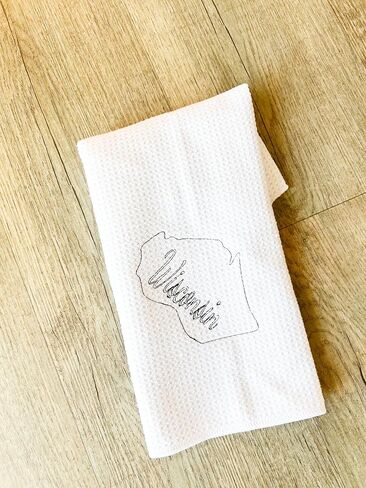 Wisconsin White Kitchen Towel | 4 Pack State Tea Towel Gift in Kuwait
