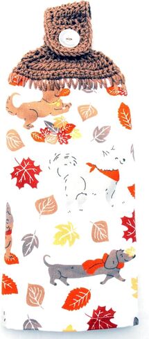Fall Dogs - Corgi, Beagle, Dachshund - Double Thick Crochet TOP Kitchen Towel (Hats & Scarves) in Kuwait