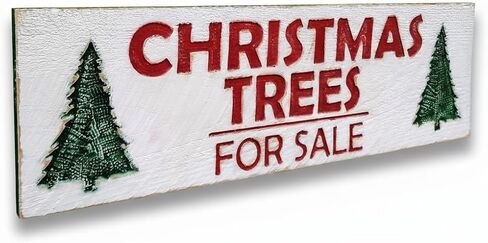 Christmas Trees for Sale Sign - Carved in a 40"x12" Solid Wood Board | Rustic Distressed | Farmhouse Style | Holiday Decor | Handmade in NC in Saudi Arabia