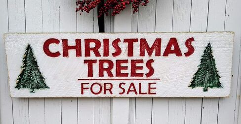 Christmas Trees for Sale Sign - Carved in a 40"x12" Solid Wood Board | Rustic Distressed | Farmhouse Style | Holiday Decor | Handmade in NC in Saudi Arabia