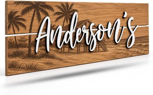 Personalized 3D Mountain Cabin Sign - Custom Wood Family Name Sign with Established Date - Rustic Lake House Lodge Wall Decor - Handmade Last Name Plaque for Cabin, Farmhouse, Airbnb, Vacation Home 23x10" (Standard Size) in Kuwait