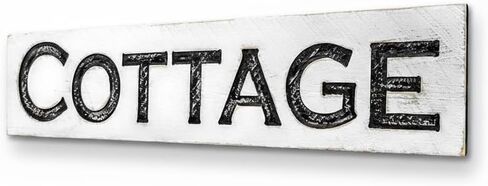Large Cottage Sign - Carved Solid Wood Board (Available in 3 Sizes) Rustic Distressed Shabby Style Decor in Saudi Arabia