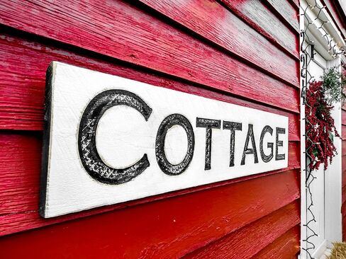 Large Cottage Sign - Carved Solid Wood Board (Available in 3 Sizes) Rustic Distressed Shabby Style Decor in Saudi Arabia
