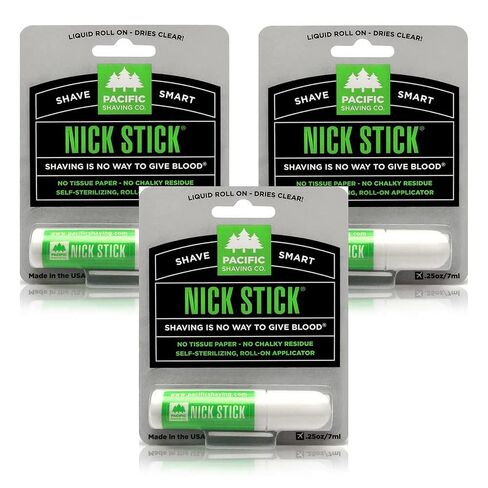 Pacific Shaving Company Nick Stick - No Tissue Paper, No Chalky Residue, Dries Clear, Liquid Roll-On Applicator, Puts Nicks in Their Place, with Vitamin E & Aloe, Styptic Pencil .25 oz (2 Pack) in Saudi Arabia